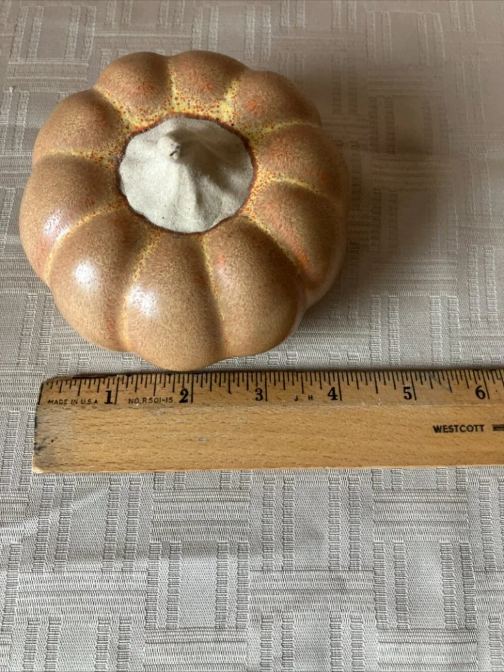 Decorative Ceramic Pumpkin Small Round Speckled Tan, Yellow & Orange Fall
